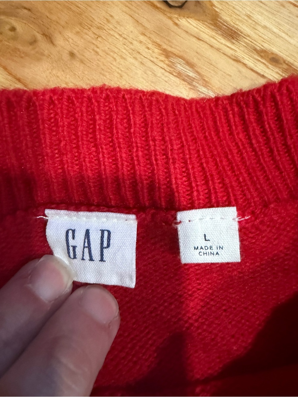 GAP Bright Red Ribbed-Neck Knit Sweater